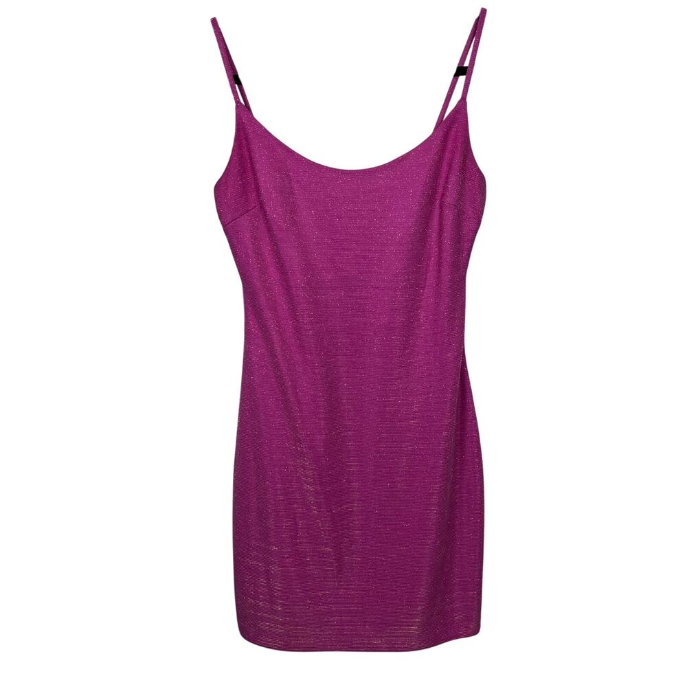 B. Darlin Pink Metallic Bodycon Mini Dress Women’s 5/6 Y2K Spaghetti Strap